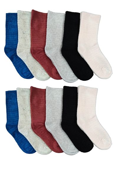 Leement socks Дамски зимни дебели чорапи от обратна хавлиена материя, 12 чифта, памучни термо