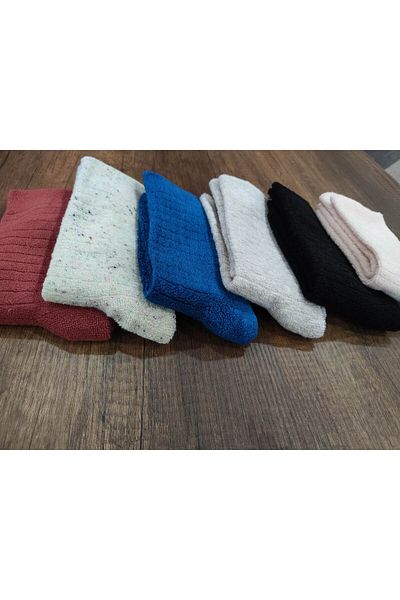 Leement socks Дамски зимни дебели чорапи от обратна хавлиена материя, 12 чифта, памучни термо