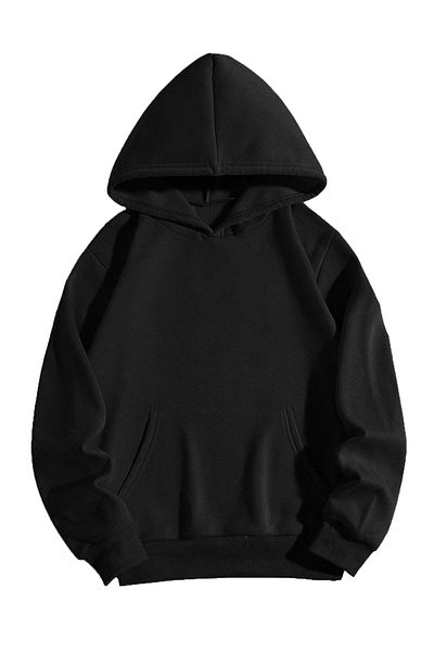 Mythologie Hanorac simplu simplu - Hanorac oversize negru cu glugă