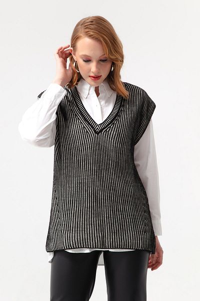 Lafaba Women's Black Execution Pattern Knitwear Sweater
