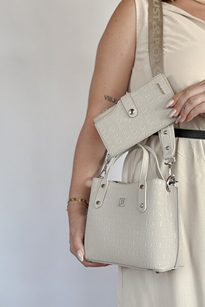 Just Polo طباعة النقش عالية الجودة 4 حجرة حقيبة يد وكتف نسائية 24 × 24 سم 409...