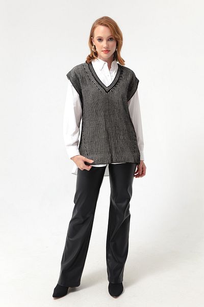 Lafaba Women's Black Execution Pattern Knitwear Sweater