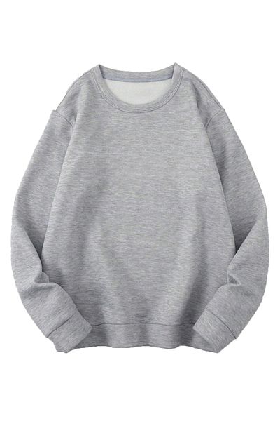 Mythologie Basic Plain Φούτερ - Γκρι Oversize Φούτερ Crew Neck