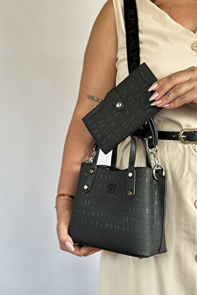 Just Polo طباعة النقش عالية الجودة 4 حجرة حقيبة يد وكتف نسائية 24 × 24 سم 409...