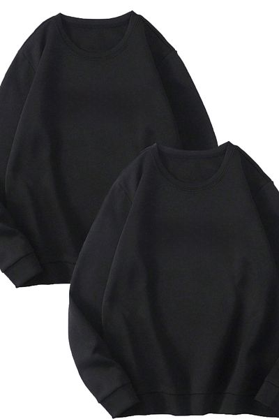 Mythologie Hanorac simplu din 2 piese - Hanorac oversize negru cu gâtul rotund