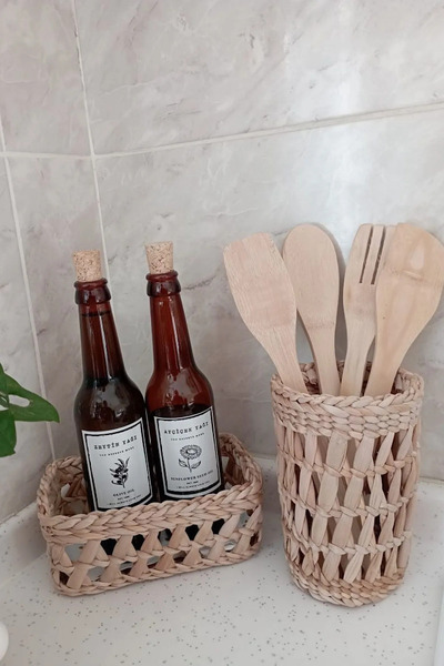 MİEN HOME Çok Amaçlı Organizer Hasır Sepet 2’li Düzenleyici