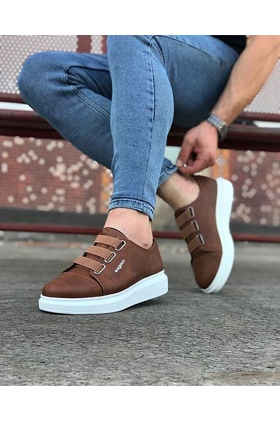 BZ Moda B026 BT Мъжки маратонки с еластична ортопедична подметка без връзки, кафяви