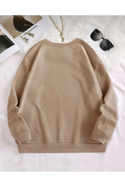 NewCabin New Season Basic Crew Neck Brooklyn Printed Oversize Φαρδιά φούτερ από φλις φούτερ