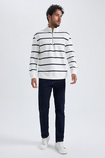 DeFacto Comfort Fit Striped Half Zipper Sweatshirt A6541ax23au