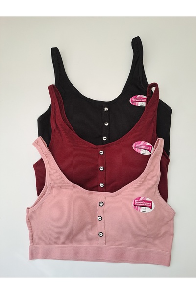 NARIYA Γυναικείο βαμβακερό σουτιέν με χοντρό λουράκι 3 τεμαχίων με 3 επιθέματα