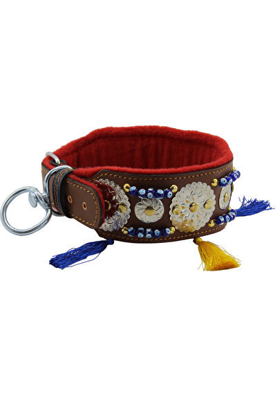 MgTasma Püsküllü Deri Boyun Tasması, Sivas Kangalı, Malaklı, Çoban Köpeği, Akbaş, Kangal Köpek Tasması