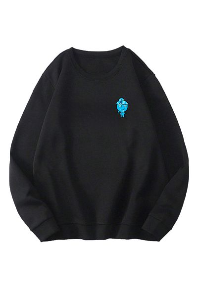 Mythologie Φούτερ νερού - Μαύρη στάμπα Oversize Φούτερ Crew Neck