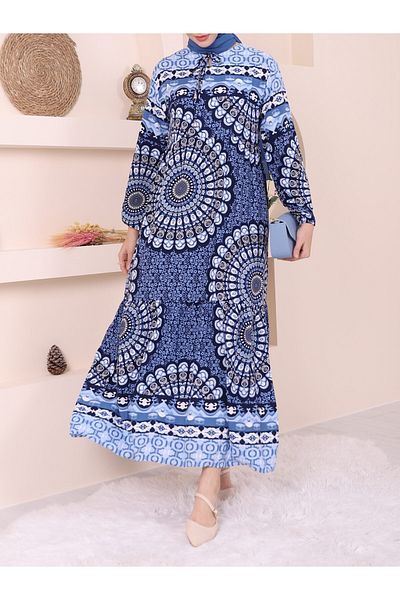 Modamorfo Φόρεμα με μοτίβο με δαντέλα με ελαστικό μανίκι