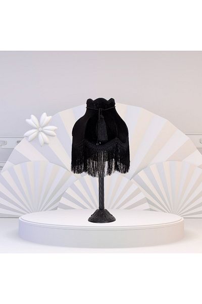 Dekovien Vintage Black Velvet Lampshade - Metal Base, EU074541