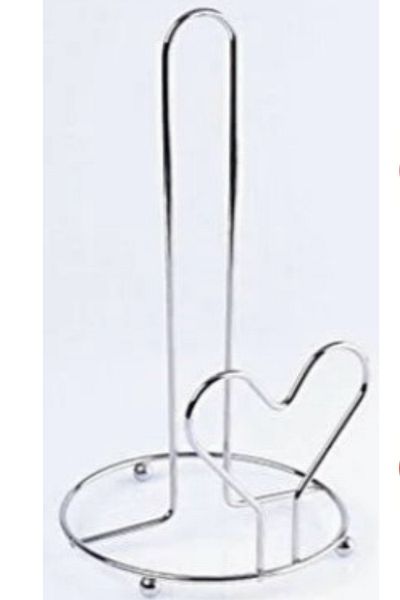 usin Chrome Textured Metal Decorative - Hearted WC Bathroom Kitchen Countertop Roll Paper Towel Holder Stand