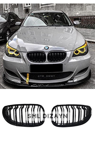 SML Dizayn BMW 5 Serisi E60 2003-2010 M5 Ön Panjur Çift Çizgi Plastik Piano B...