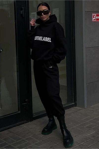 Machetta Μαύρο Unisex 'Moodthelabel' Σετ φούτερ με κουκούλα με κουκούλα με 3 νήματα