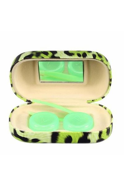 Nimet Optik Lens Storage Container, Lens Box Green Leopard