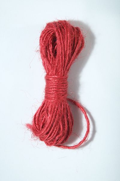 Eskişehir hobi sanat 5 Meters Red Color Wax-Free Jute Rope 1.3 Mm Thickness Whip Rope Hessian Rope