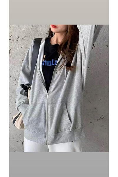 DENİKK Ζακέτα Street Style Απλό Oversize Unisex με κουκούλα