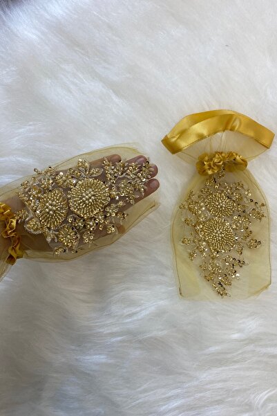 ZEYMERADE قفازات الزفاف الذهبية Vip Delux، قفازات الحناء