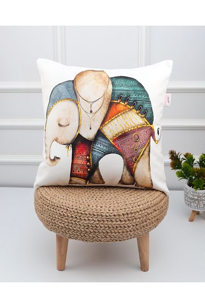 menesahome Throw Pillow Cover, Pillow Cover, Patterned Throw Pillow, Elephant Throw Pillow, 43x43 Throw Pillow