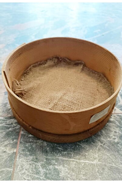 İkram Dünyası Wooden Sieve, Bread Basket, Jute Cloth 22 cm
