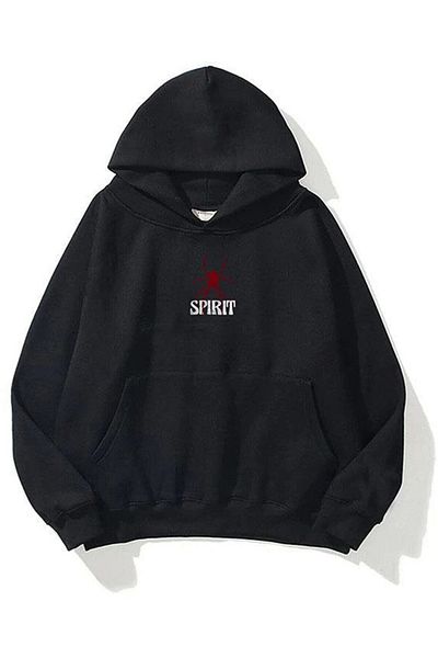 Jooy Company Черен суитшърт с качулка и принт Spirit