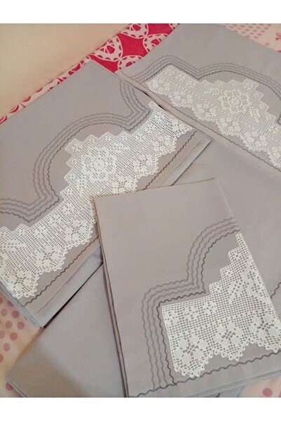 bursa çeyiz Elişi Dantelli Nevresim Takımı Çarşafı Dantelsiz Akfil Kumaş Tita...