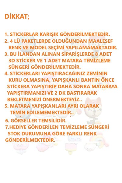 Vagonlife 8 Adet 3d Matara Stickerı+ Matara Temizleme Süngeri Hediyeli