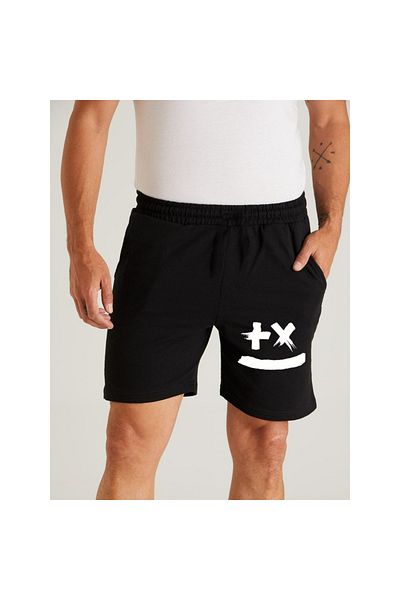 aynewmoda Pantaloni scurți de bază cu imprimeu scurt negru