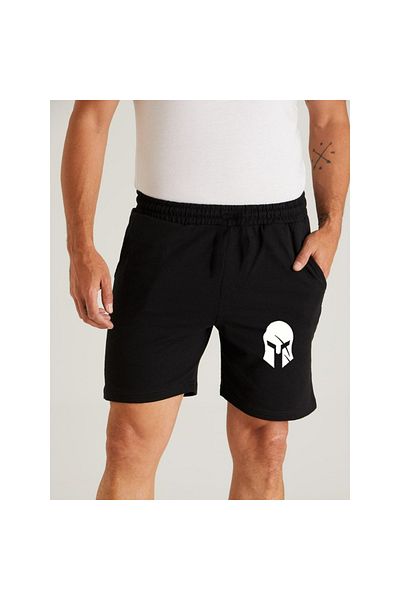 aynewmoda Pantaloni scurți negri de bază imprimați