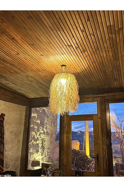 tunalar Wicker Natural Fringed Decorative Raffia Chandelier