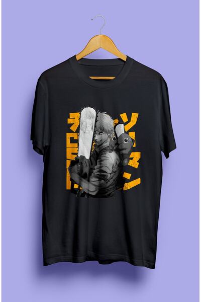 CONSTRAİN Chainsaw Man Denji Ve Pochita Özel Tasarım Anime Tişört