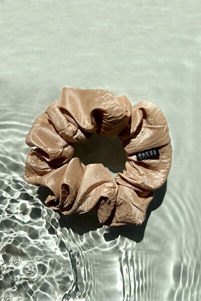 ODESE DESIGN El Yapımı Plaj Saç Tokası Su İtici Small Boy Scrunchie Bej