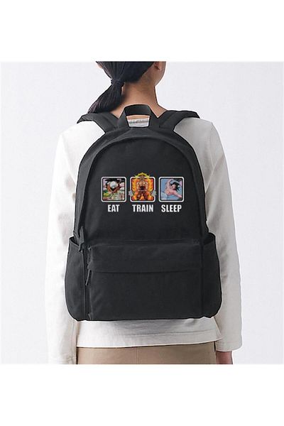Toum Unisex Eat Train Sleep Printed Backpack