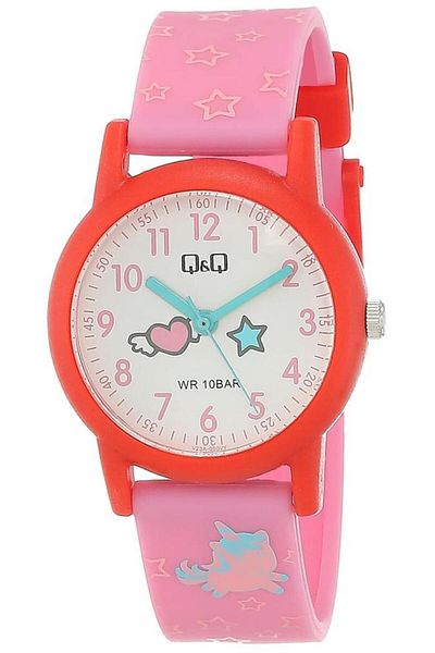 Q&Q V23A-008Vy Pink Silicone Cord Numbers Children's Wristwatch