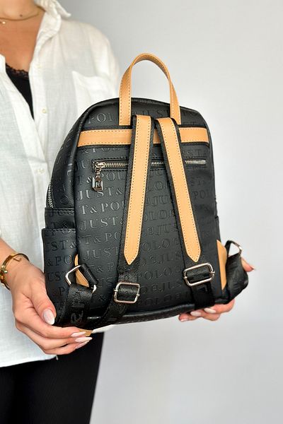 Just Polo Large Size Black-Taba Women's Backpack with 9 Compartments Suitable for Daily Use 4040