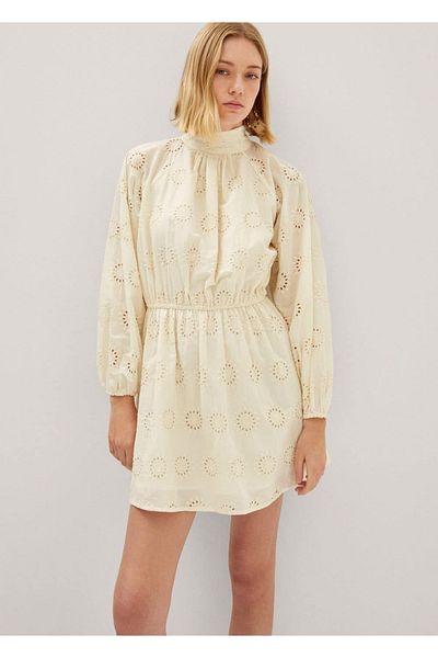 MANGO Woman Openwork Detailed Cotton Dress