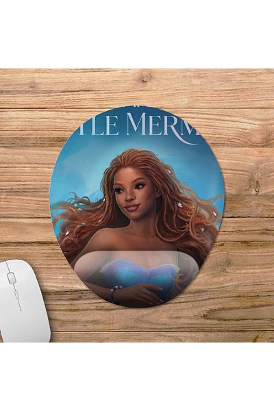 Pixxa حورية البحر الصغيرة - نموذج لوحة الماوس ليتل ميرميد مع مسند للمعصم - 2 بيضاوي