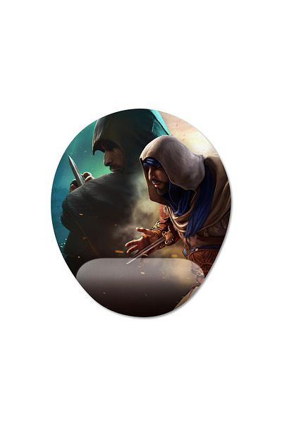 Pixxa موديل لوحة الماوس Assassin's Creed Mirage مع مسند للمعصم - 2 بيضاوي