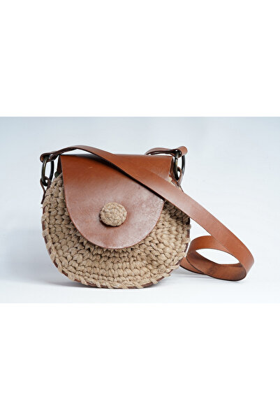 İSTANBUL SANDALET Genuine Leather And Knitted Women's Shoulder Bag