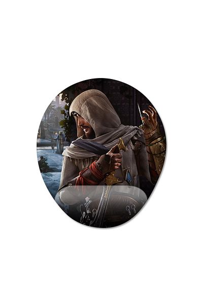 Pixxa موديل لوحة ماوس مع مسند للمعصم من Assassin's Creed Mirage - 3 بيضاوي