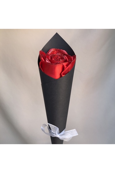 brownArtz Tekli Saten Gül Buketi Yapay Çiçek Yılbaşı Hediyelik