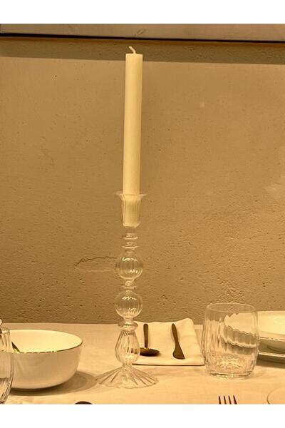 iv candles Homedecor 3'lü Valette Düz Şamdan Mumu