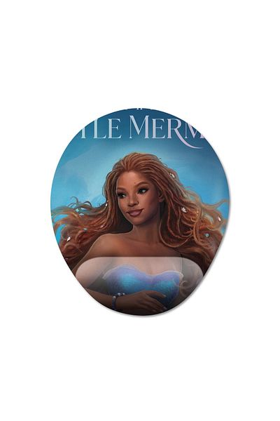 Pixxa حورية البحر الصغيرة - نموذج لوحة الماوس ليتل ميرميد مع مسند للمعصم - 2 بيضاوي