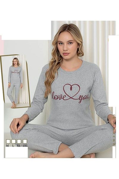 ZBTEKS Winter Crew Neck Embroidered Pajama Set