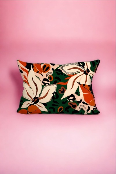 pistore غطاء وسادة من الساتان الحريري مقاس 50 × 70 سم باللون الأخضر الكريمي و...