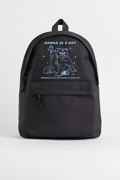 Touz Unisex Karma - A Cat Printed Backpack