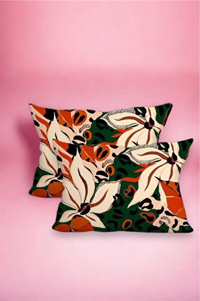 pistore غطاء وسادة من الساتان الحريري مقاس 50 × 70 سم باللون الأخضر الكريمي ب...